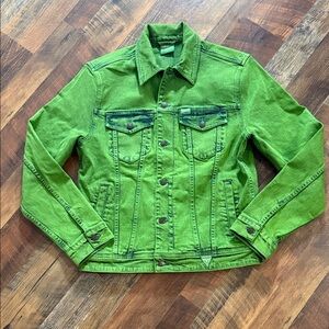 GUESS x Sean Wotherspoon Farmers Market Neon Green Acid Wash Denim Jacket Medium